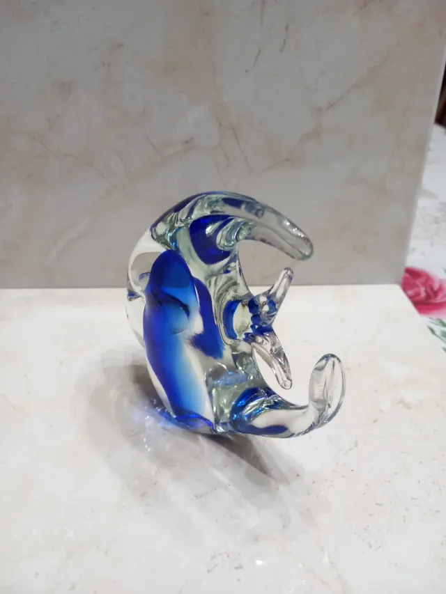 Pesce in vetro di Murano blu PBL