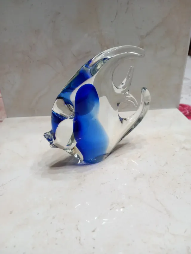 Pesce in vetro di Murano blu PBL