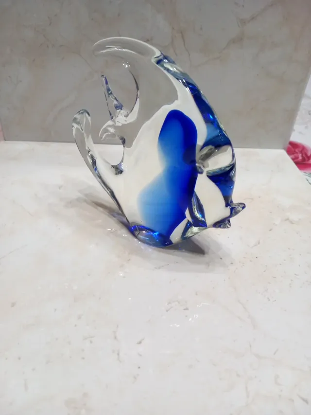 Pesce in vetro di Murano blu PBL