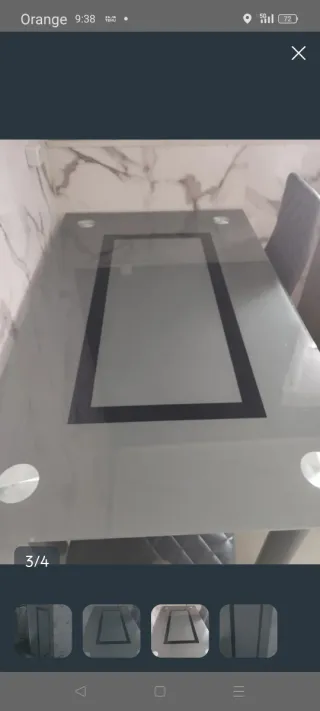 Mesa de comedor cristal y mármol