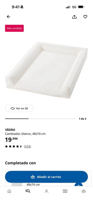 Cambiador IKEA blanco con colchoneta