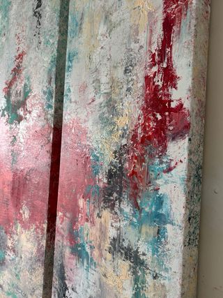 Cuadros abstractos, tríptico pintado a mano.