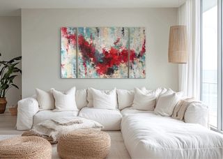 Cuadros abstractos, tríptico pintado a mano.