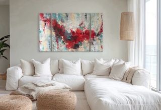 Cuadros abstractos, tríptico pintado a mano.