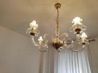 Lámpara de cristal tallado 5 brazos