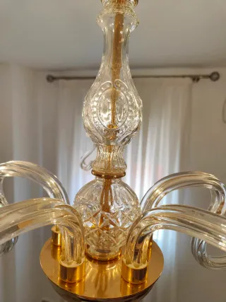 Lámpara de cristal tallado 5 brazos