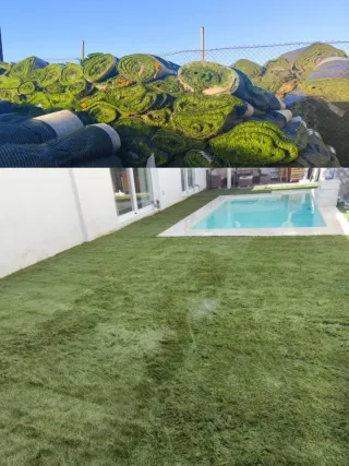 Césped artificial en rollos