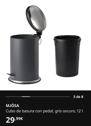 2 Cubos de Basura Metálicos Ikea (Gris y Blanco)