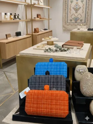 Bolso de fiesta azul ,naranja negro