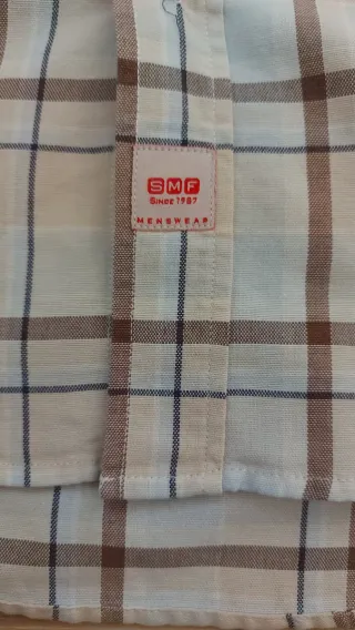 Camisa SMF xadrez azul e castanho