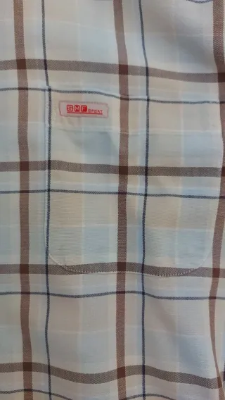 Camisa SMF xadrez azul e castanho