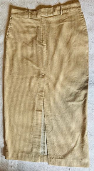 Falda midi Zara beige rayas finas