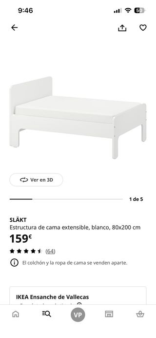Estructura Cama Extensible IKEA SLÄKT Blanca