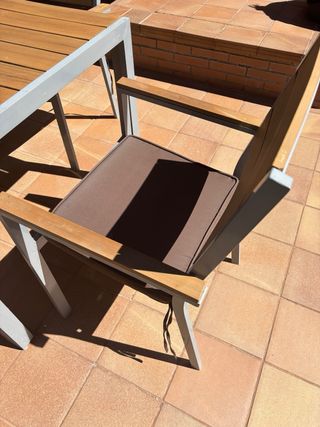 Mesa y 6 Sillas Jardín Madera y Metal