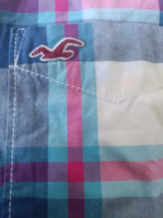 Camisa Hollister cuadros azul y rosa Talla S