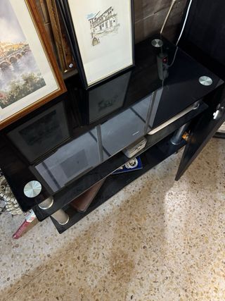 Mesa baja cristal y metal
