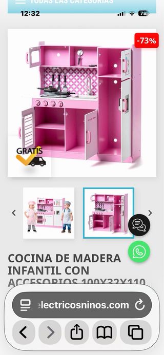 Cocinita de juguete rosa