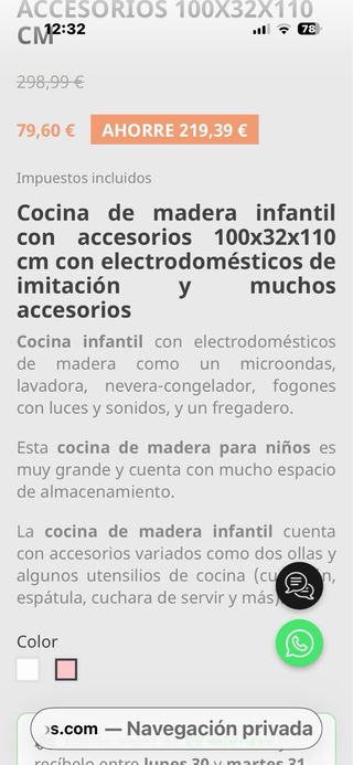 Cocinita de juguete rosa