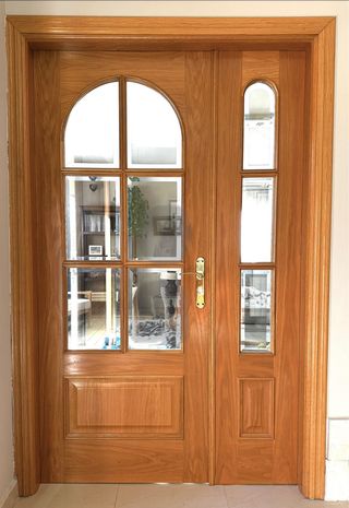 Puerta doble roble con cristal