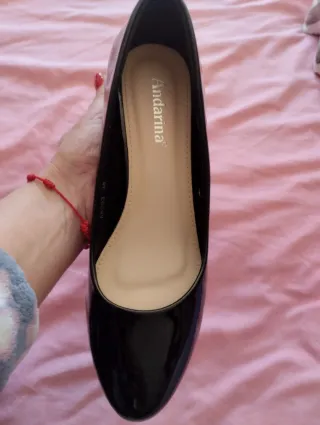 Zapato charol negro tacón bloque UN SOLO USO