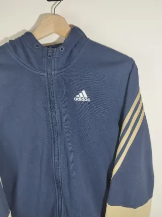 Chaqueta Adidas Azul Dorado Capucha Cremallera S
