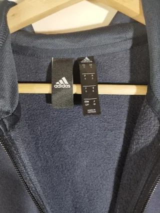 Chaqueta Adidas Azul Dorado Capucha Cremallera S