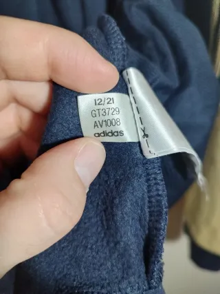 Chaqueta Adidas Azul Dorado Capucha Cremallera S