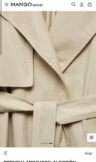 Trench Largo 100% Algodón Beige