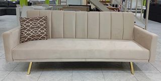 Elegante Sofá Cama Terciopelo Beige
