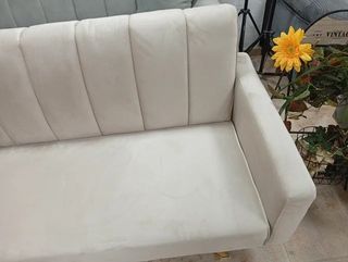 Elegante Sofá Cama Terciopelo Beige