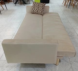 Elegante Sofá Cama Terciopelo Beige