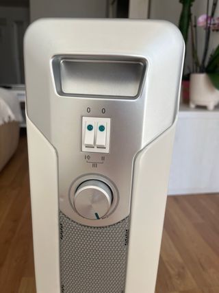 Radiador Aceite Portátil Blanco y Plateado