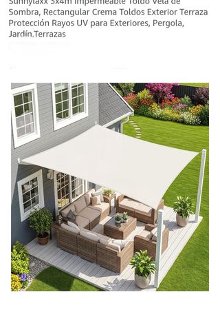 Toldo Vela Rectangular Crema 3x4m
