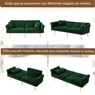 Sofá Cama Diseño Terciopelo  Patas Doradas