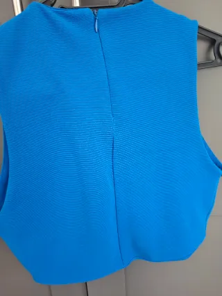 Top Zara Blu Ecopelle Taglia M