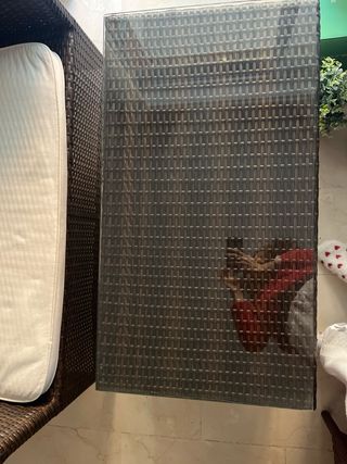 Conjunto de jardín ratán y cristal