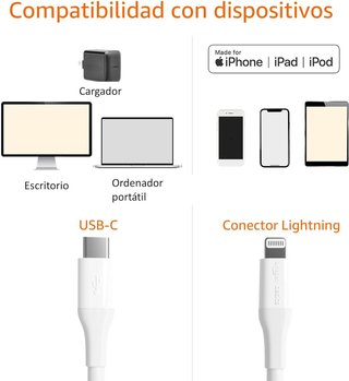 Amazon Basics Cable USB-2.0 tipo C a Lightning (ce