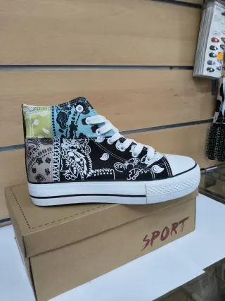 Zapatilla bota lona patchwork