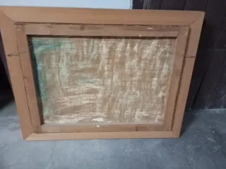 Cuadro al óleo paisaje lago y montañas 0'85 x 0'66