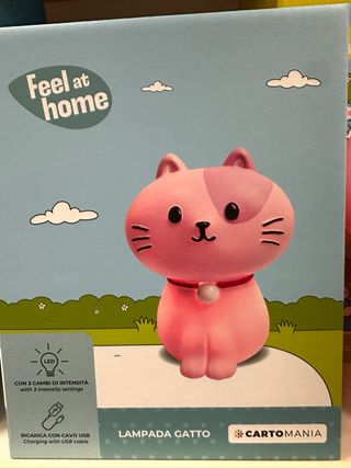 Lampada da cameretta a forma di gatto rosa