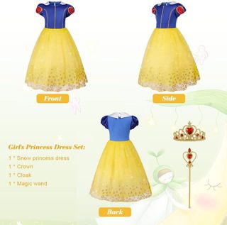 AOMIG Disfraz Blancanieves Niña Con Varita Mágica,