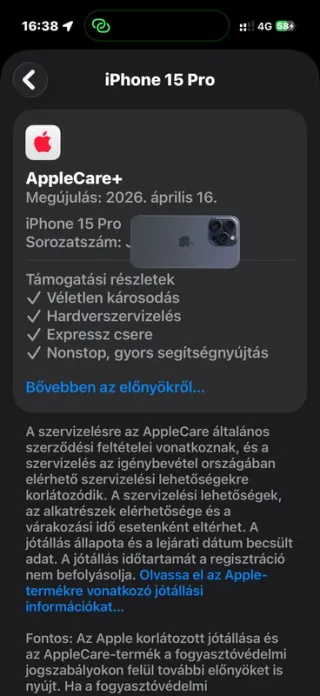 iPhone 15 Pro 128 GB Azul con AppleCare+,only Esim