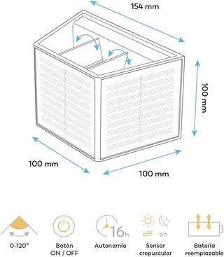 Garza - Aplique de Exterior Solar LED 100lm, 2700K