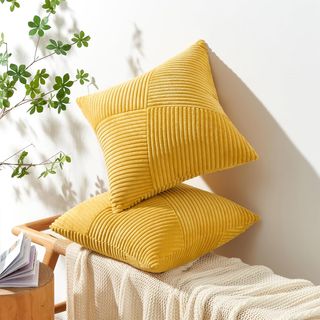 Topfinel Fundas Cojines 60x60 Amarillo de Pana Sua