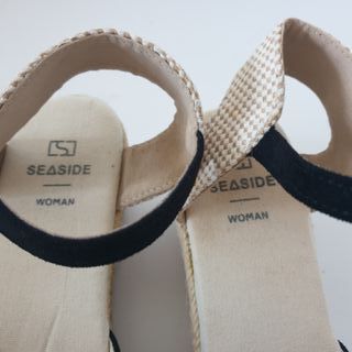 Sandálias Espadrille Salto Anabela Preto EU 37