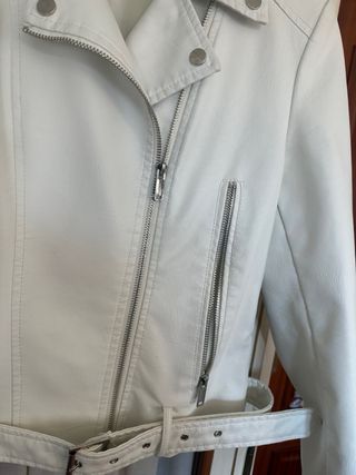 Chaqueta Biker Polipiel Blanca Jump & Fish