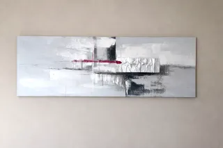 Cuadro abstracto gris y blanco