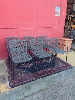 Conjunto de 6 sillas de terraza metálicas