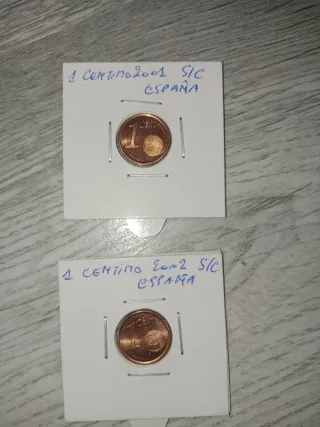 Monedas 1 céntimo España  1999,2001,02,08 S/C .