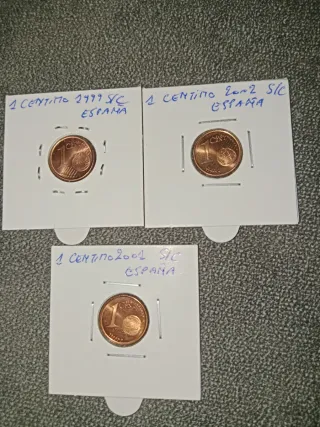 Monedas 1 céntimo España  1999,2001,02,08 S/C .